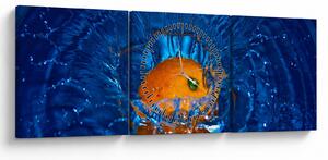 Obraz - pomarańcza w wodzie (z zegarem) (90x30 cm)
