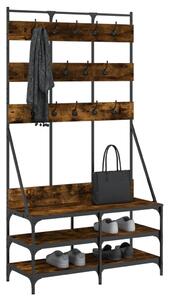 Wieszak na ubrania z miejscem na buty opalany dąb 100x40x184 cm