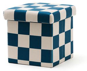 Kid's Concept - Pufa ze schowkiem w szachownicę - 30 cm, check teal