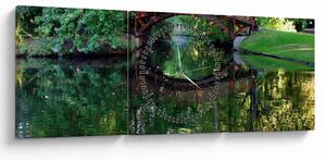 Obraz rzeki (z zegarem) (90x30 cm)