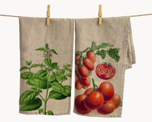Komplet ręczników kuchennych z lnu Tomato & Basil, 2 elem