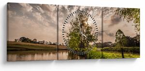 Obraz natury z promieniami (z zegarem) (90x30 cm)