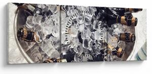Obraz - szampan w lodzie (z zegarem) (90x30 cm)