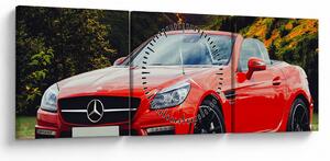 Obraz - czerwony Mercedes (z zegarem) (90x30 cm)