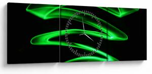 Obraz - neonowe fale (z zegarem) (90x30 cm)