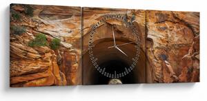 Obraz - tunel w skale (z zegarem) (90x30 cm)