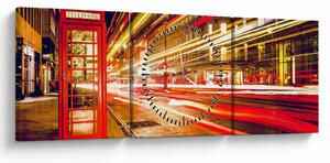 Obraz - czerwona budka telefoniczna (z zegarem) (90x30 cm)