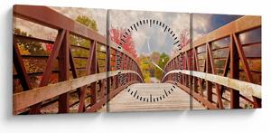 Obraz - drewniany most (z zegarem) (90x30 cm)