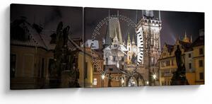Obraz oświetlonej Bramy Pyłu (z zegarem) (90x30 cm)