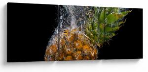 Obraz ananasa w wodzie (z zegarem) (90x30 cm)