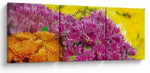 Obraz różowego kwiatu (z zegarem) (90x30 cm)