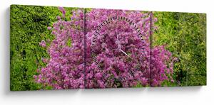 Obraz kwitnącego drzewa na łące (z zegarem) (90x30 cm)