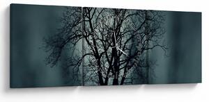 Obraz drzewa podczas zaćmienia (z zegarem) (90x30 cm)