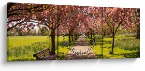 Obraz - sad czereśniowy (z zegarem) (90x30 cm)