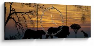 Obraz Safari (z zegarem) (90x30 cm)