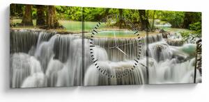Obraz wodospadów (z zegarem) (90x30 cm)