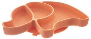 Talerz dla dziecka silikonowy dzielony pomarańczowy słonik 23,5x19x3,5 cm