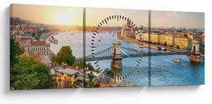 Obraz miasta Budapeszt z rzeką (z zegarem) (90x30 cm)