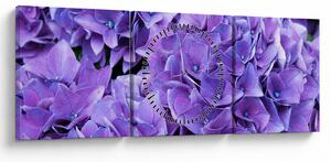Obraz fioletowych kwiatów (z zegarem) (90x30 cm)