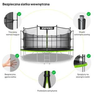 Trampolina ogrodowa dla dzieci z siatką wewnętrzną 16FT 496cm Zipro Jump Pro