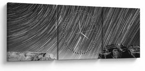 Czarno - biały obraz gwiaździstego nieba (z zegarem) (90x30 cm)