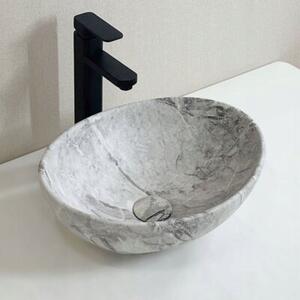 Umywalka nablatowa ceramiczna stawiana 42x34 cm imitacja kamienia okrągła