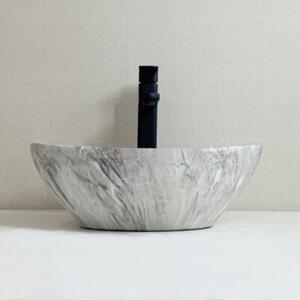 Umywalka nablatowa ceramiczna stawiana 42x34 cm imitacja kamienia okrągła