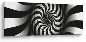 Abstrakcyjny obraz czarno - białej spirali (z zegarem) (90x30 cm)