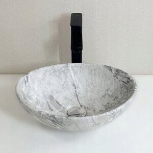 Umywalka nablatowa ceramiczna stawiana 42x34 cm imitacja kamienia okrągła