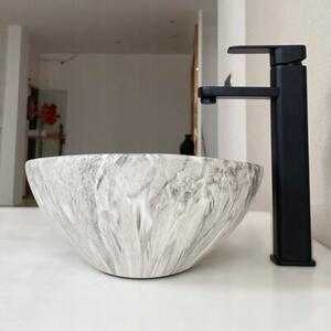 Umywalka nablatowa ceramiczna stawiana 42x34 cm imitacja kamienia okrągła