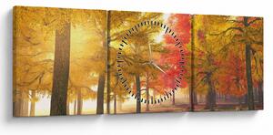 Obraz jesiennych drzew (z zegarem) (90x30 cm)
