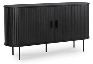 Komoda Z Lamelami DuÅ¼a Drewniana Do Salonu Sypialni Czarna TRISH 140 cm