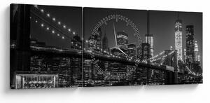 Obraz mostu Brooklyn Bridge w Nowym Jorku (z zegarem) (90x30 cm)