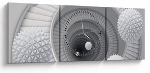 Obraz abstrakcji 3D (z zegarem) (90x30 cm)