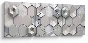 Obraz abstrakcji 3D (z zegarem) (90x30 cm)