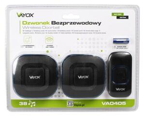 Dzwonek do drzwi furtki VAYOX VA0405 2 odbiorniki bezprzewodowy wodoodporny czarny