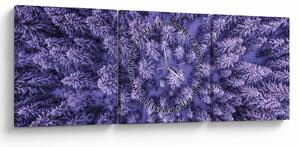 Obraz ośnieżonych drzew (z zegarem) (90x30 cm)