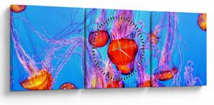 Obraz meduz w morzu (z zegarem) (90x30 cm)