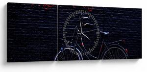 Obraz roweru w Amsterdamie (z zegarem) (90x30 cm)