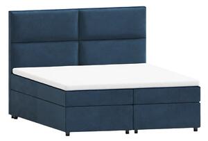 Ciemnoniebieskie łóżko boxspring ze schowkiem 140x200 cm Rico – Ropez