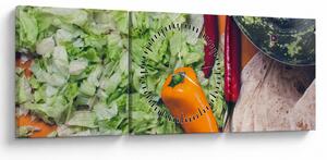 Obraz warzyw (z zegarem) (90x30 cm)