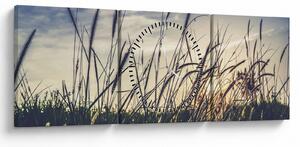 Obraz kwiatów łąkowych (z zegarem) (90x30 cm)