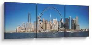 Obraz - Manhattan w Nowym Jorku (z zegarem) (90x30 cm)