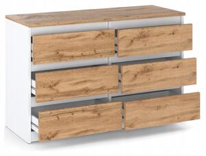 Komoda STIVMEBLE 100x33,5x71,5 cm 6 szuflad BiaÅy Mat DÄ b Wotan