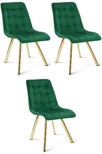 Styl I Elegancja Krzesło Cieza - Aksamit Zieleń / Nogi Złote X 3