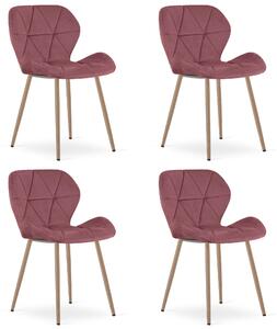 Styl I Elegancja Krzesło Mango - Aksamit Róż Ciemny / Nogi Dąb X 4