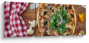 Obraz pizzy (z zegarem) (90x30 cm)