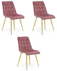 Styl I Elegancja Krzesło Split - Aksamit Róż Ciemny / Nogi Złote X 3
