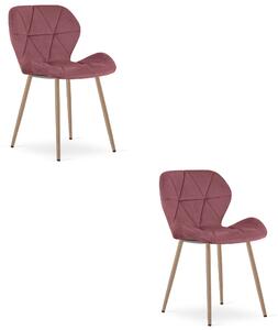 Styl I Elegancja Krzesło Mango - Aksamit Róż Ciemny / Nogi Dąb X 2