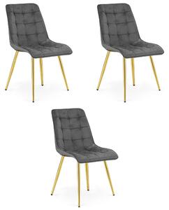 Styl I Elegancja Krzesło Split - Aksamit Szary Ciemny / Nogi Złote X 3